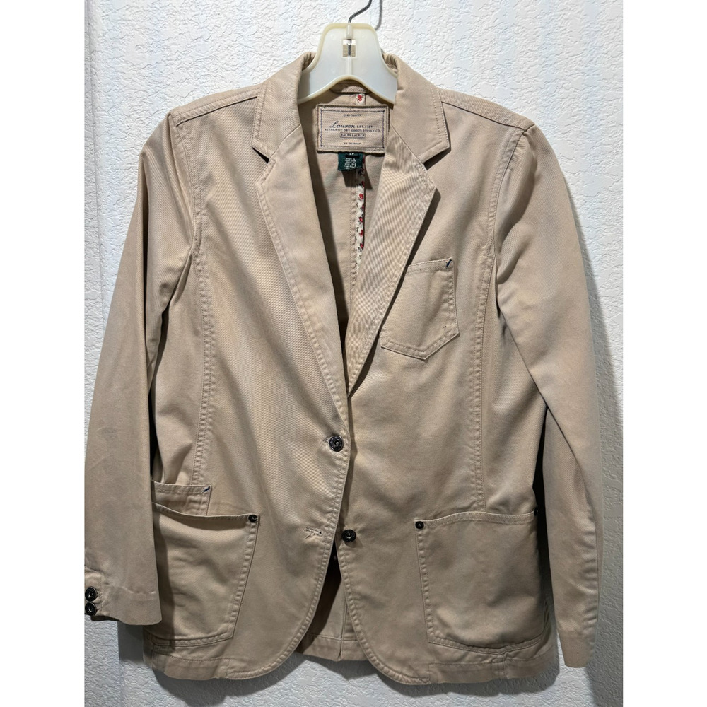 Vintage Ralph Lauren Blazer Khaki Cotton 6P Jacket Unlined Authentic Dry Goods